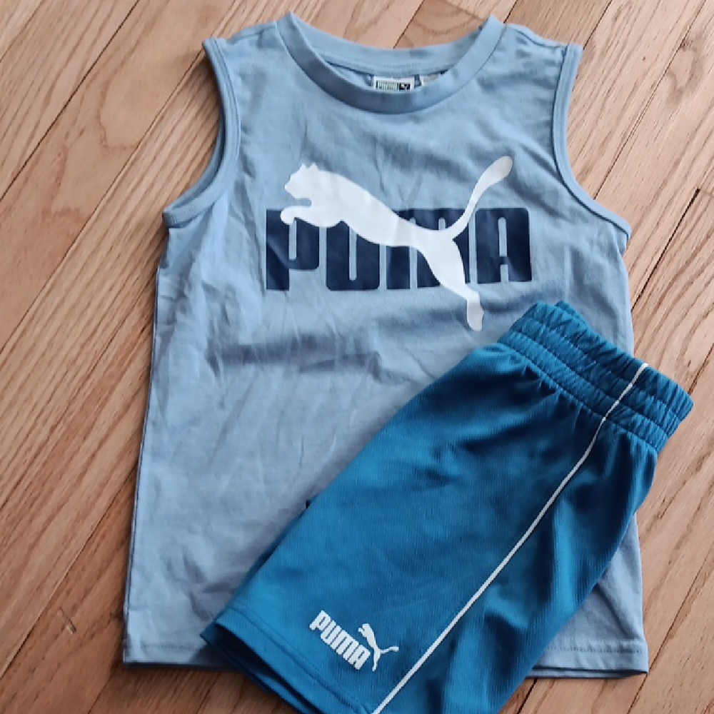 Puma Blue Sleeveless Top and Shorts Set Boys sz 4T